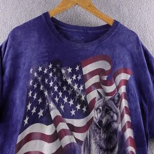 The Mountain Wolf American Flag Tie Dye T Shirt 2XL Men's USA Y2K